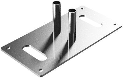 Schake Bauzaunfuß aus Stahl Maße: 250 x 500 x 10 m maus Ø 35 x 2,6 mm Rundrohr mit Tragegriffen und Löchern zum Aufdübeln, 3F158