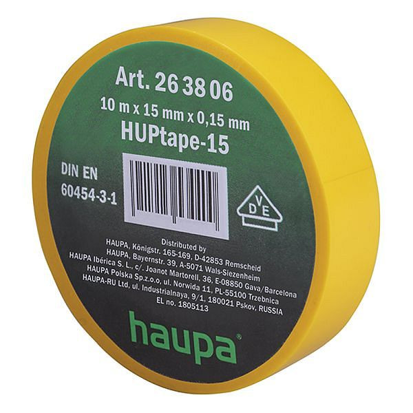 Haupa VDE Isolierband 15 mm x 10 m gelb, VE: 10 Stück, 263806