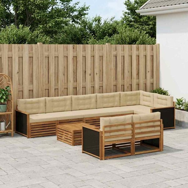 vidaXL Outdoor-Sofagarnitur mit Kissen 9-teilig, 3383526