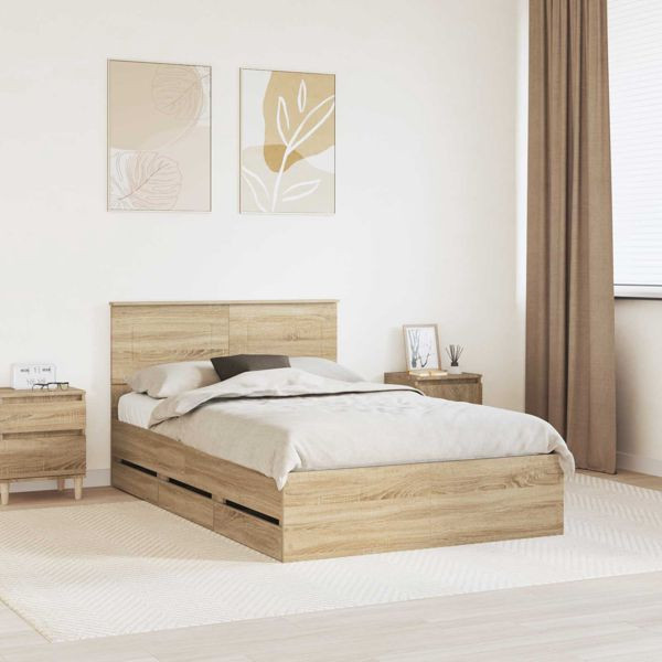 vidaXL Bettrahmen Sonoma-Eiche 120 x 190 cm Ingenieurs Holz, 3408000