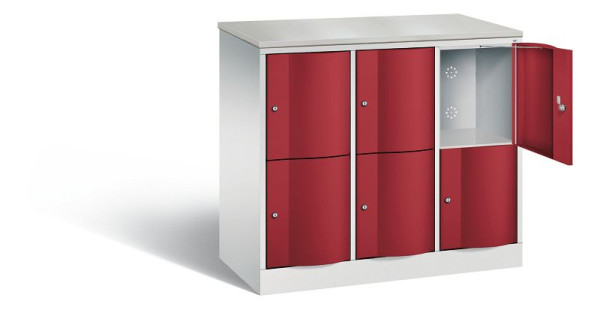 C+P Schließfachschrank Resisto, H1077xB1148xT540mm, Farbe: Lichtgrau / Rubinrot, 8472-372 S10132