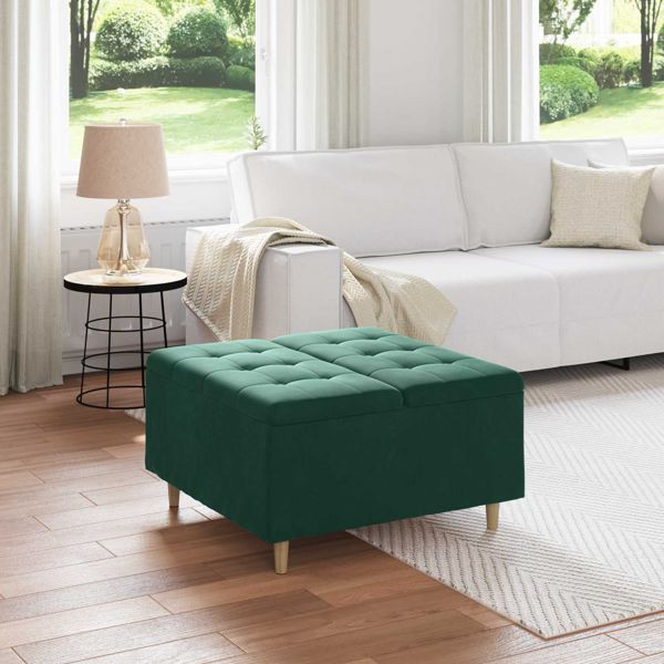 vidaXL Aufbewahrungsottomane Dunkelgrün 80 x 80 x 45 cm Samt, 876842