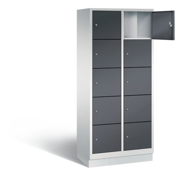 C+P Schließfachschrank Evolo, H1800xB810xT500mm, Farbe: Lichtgrau / Schwarzgrau, 48020-225 S10036