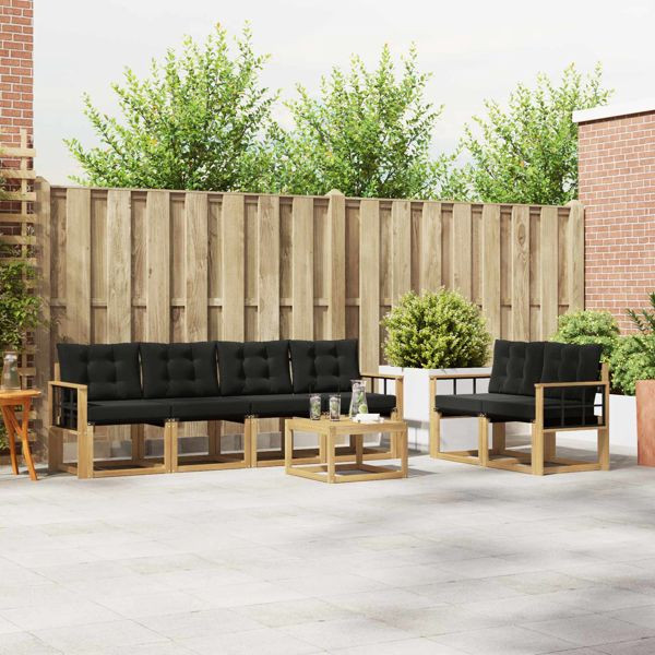 vidaXL Outdoor-Sofagarnitur mit Kissen 7-teilig Weiß und Schwarz, 3389242