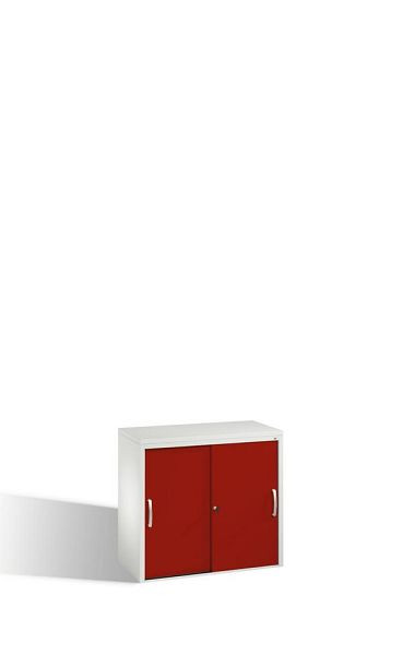 C+P Sideboard mit Schiebetüren Acurado, H720xB800xT400mm, Farbe: Lichtgrau / Rubinrot, Bügelgriff, 2 OH, 5722-00 S10095