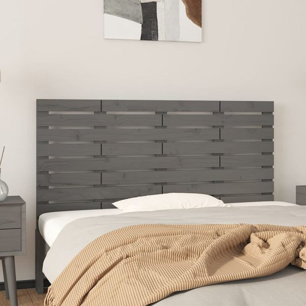 vidaXL Wand-Kopfteil Grau 141x3x63 cm Massivholz Kiefer, 824760