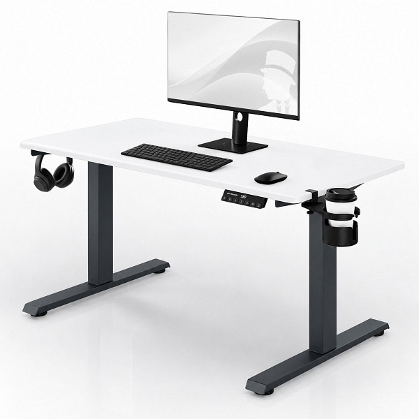 Jan Nowak Elektrischer Schreibtisch mit Höhenverstellung ergonomisch anthrazit-weiß, 1200x600 mm, ARIA 1200, 2740