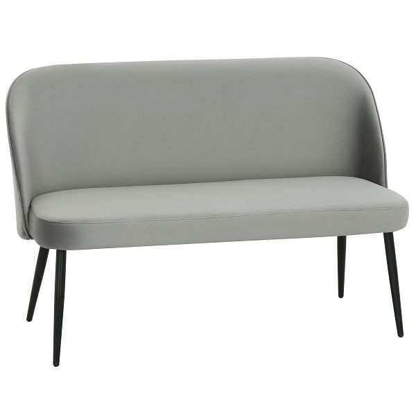 HOMCOM 2-Sitzer-Sofa, moderne Polstercouch mit Metall- und Holzrahmen, samtartiger Stoffbezug, Grau, 83B-549V00CG