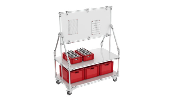 TRILOGIQ Trolley mit Informationstafel, 1200 x 680 x 1600 mm, 21131-01