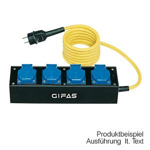 GIFAS Vollgummi-Verteiler 1400, 3 m GIFAS PROFLEXX-07 Leitung 3 x 1,5 mm² mit CEE-Stecker 3 x 16 A/ 230 V, 246104