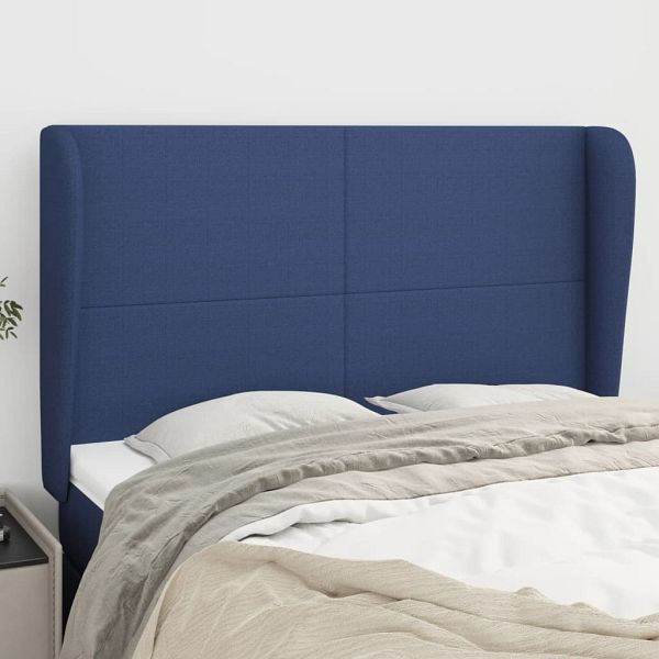 vidaXL Kopfteil mit Ohren Blau 147x23x118/128 cm Stoff, 3117680