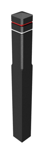Schake Recyclingpfosten Vierkantpfosten 140 x 140 mm, Poller mit 2 Fräsungen 15 mm breit und 2 Reflektor bändern oben rot, unten weiß, 4014141