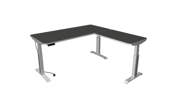 Kerkmann Sitz-/Stehtisch Move Professional, B 1800xT 800mm, Fuß silber mit Anbauelement 1000x600mm, elektrisch verstellbar 640-1290mm, anthrazit, 10013113