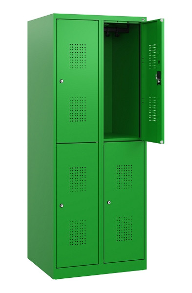 C+P Doppelstöckiger Spind Evolo PLUS, 4 Fächer, 1530x600x500mm, 6037/6037, Zylinderschloss, 0493005-20 S10077
