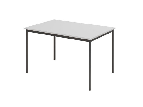 Hammerbacher Besprechungstisch VS12, 120 x 80 cm, Platte: Grau, Vier-Fuß-Gestell Schwarz, Arbeitshöhe 72 cm, umlaufender Stahlrahmen Schwarz, VVS12/5/D