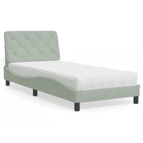 vidaXL Bett mit Matratze Hellgrau 80x200 cm Samt, 3208622