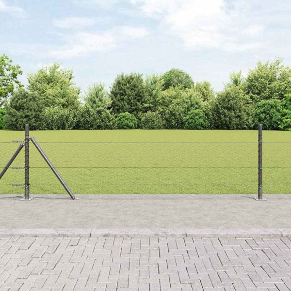 vidaXL Zaun mit Pfosten Grau 0,5 x 50 m PVC-beschichteter Stahl, 3353682