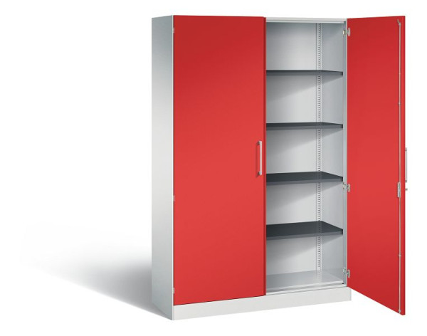 C+P Flügeltürenschrank Asisto, H1980xB1200xT435mm, Farbe: Lichtgrau / feuerrot, Bügelgriff, 5 OH, 141001-000 S10109