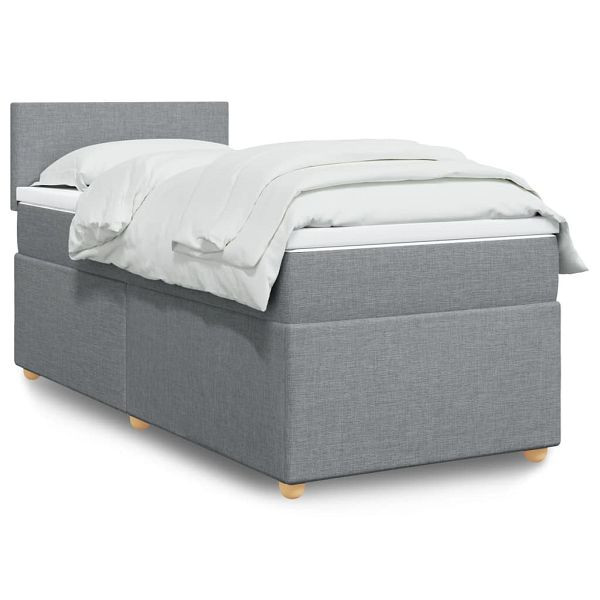 vidaXL Boxspringbett mit Matratze Hellgrau 90x190 cm Stoff, 3288828