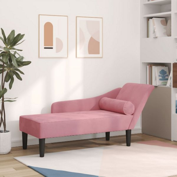 vidaXL Chaiselongue mit Kissen Rosa Samt, Komfort, 4007591