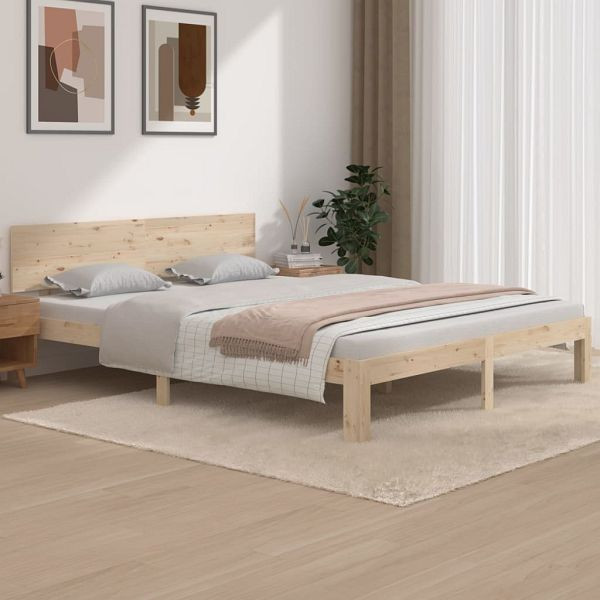 vidaXL Massivholzbett Kiefer 160x200 cm, Material des Bettgestells: Massives Kiefernholz (unbehandelt), 810505