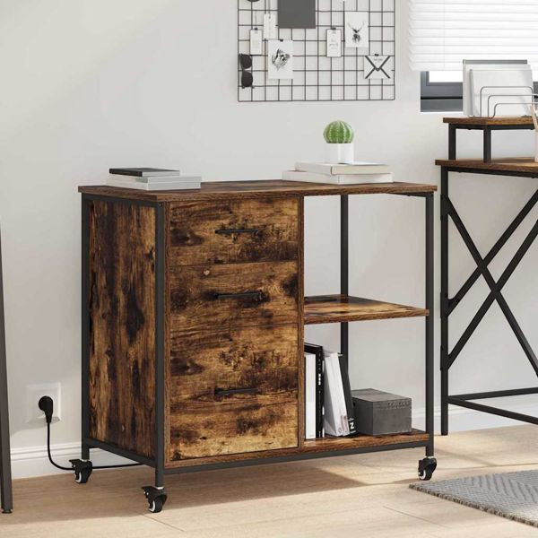 vidaXL Büroschrank mit Rad Räuchereiche 76 x 41 x 72 cm Holzwerkstoff, 859837