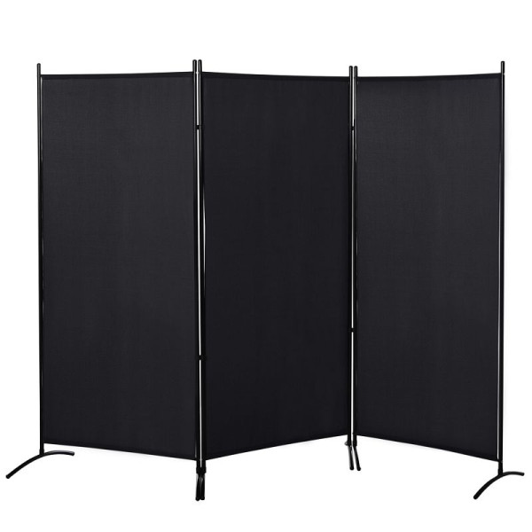 HOMCOM Raumteiler, 3-teiliger Sichtschutz, Raumtrenner mit Metallrahmen, Schwarz, 830-306V01BK