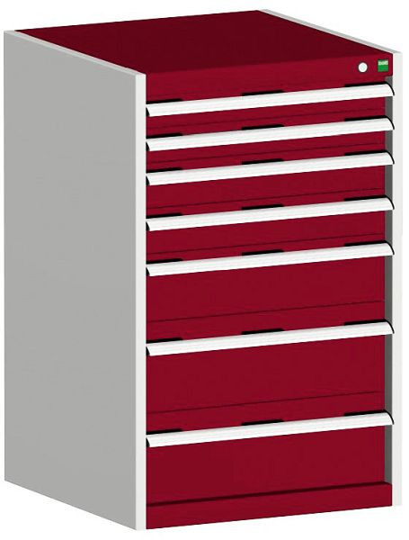 bott cubio Schubladenschrank bestückt mit 7 Schubladen BxTxH: 650 x 525 x 1000 mm, RAL 7035/3004, 40011055.24V