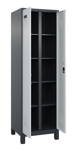 C+P Wäsche-Spind Evolo PLUS, mit Füßen, 2 Abteile, 1950x600x500mm, 7016/7035, Verschluss Zylinderschloss, 049012-20B S10044