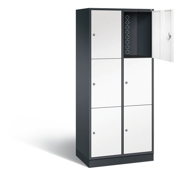 C+P XL-Schließfachschrank Intro, H1950xB820xT490mm, Farbe: Schwarzgrau / Verkehrsweiß, 8370-202 S10145