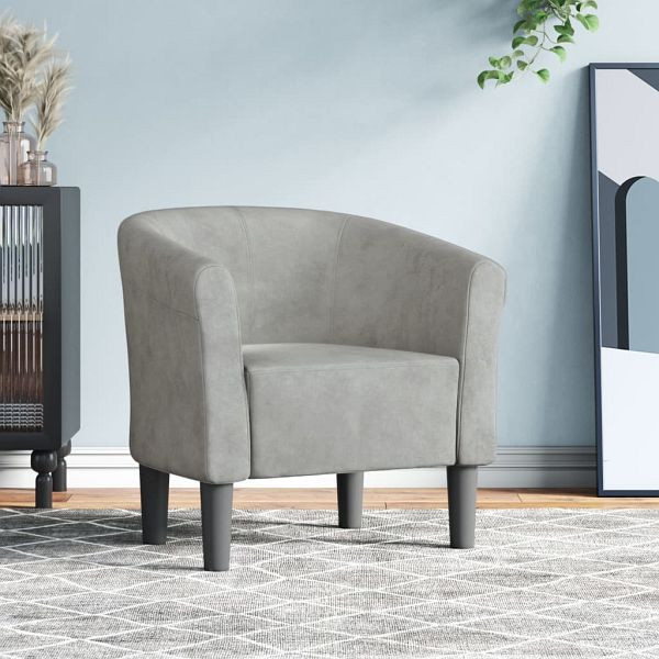 vidaXL Clubsessel Farbe Hellgrau Samt, 356441, 8720845436131