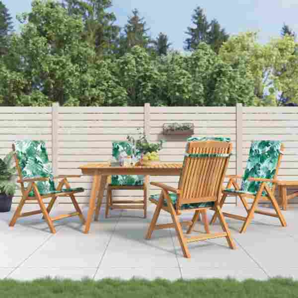 vidaXL Gartenstühle mit Kissen 4 Stück Massivholz Teak, 3196475