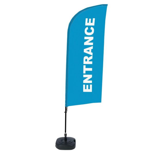 Showdown Displays Beachflag Alu Wind Komplett-Set Eingang Blau Englisch, BFAW310-WT21-I123