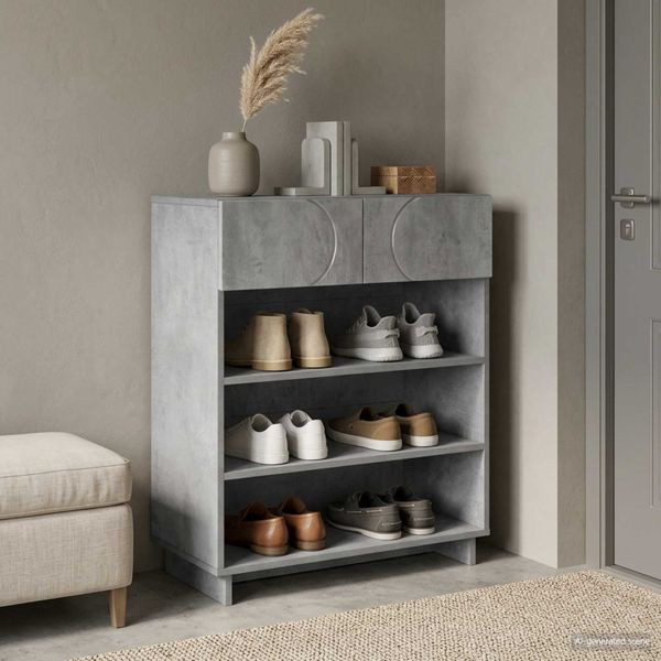 vidaXL Schuhschrank 73 x 38 x 87,5 cm Holzwerkstoff Betongrau, 8011660