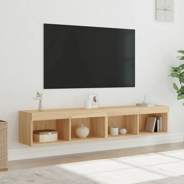vidaXL TV-Schränke mit LED-Leuchten 2 Stück Sonoma-Eiche 80x30x30 cm, 837146