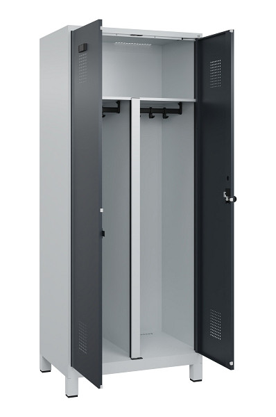 C+P PSA Schwarz-Weiß-Spind Evolo PLUS, mit Füßen, 2 Abteile, 1950x800x500mm, 7035, RAL 7016 Anthrazitgrau, Drehriegel, 049012-22P S10012