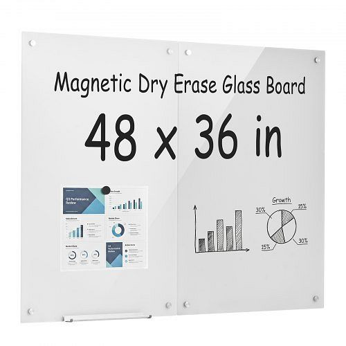 VEVOR Whiteboard Magnetisch 900x600 mm Wandtafel 2er-Pack Weiß, Büro Schule Klassenzimmer Rahmenlos 4,3 mm Dickes Sicherheitsglas, 2PCZKGCBLBGQ2R0BB001V0