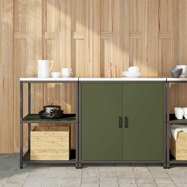 vidaXL Küchenlager-Set Mit Regal 2-teilig Olive Grün 150 x 50 x 92 cm, 3392683