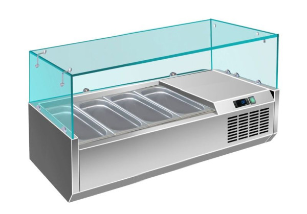A&S Polarny Pizzakühlaufsatz mit Glasaufsatz 4x 1/3 GN, 1200x335x460 mm, PAK1200/380