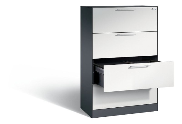 C+P Hängeregistraturschrank Asisto, H1310xB800xT435mm, Farbe: Schwarzgrau / Lichtgrau, Bügelgriff, 146023-412 S10049