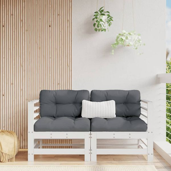 vidaXL Ecksofas mit Kissen 2 Stück Weiß Massivholz Kiefer, 825682