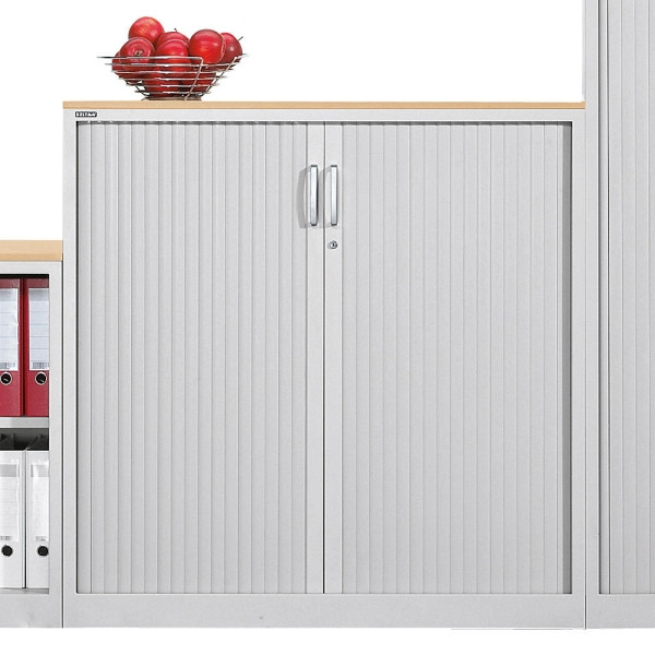 Deskin Rollladenschrank BASE L, Stahl, Lichtgrau RAL 7035, B 1200 x H 1950 x T 420 mm, 247727