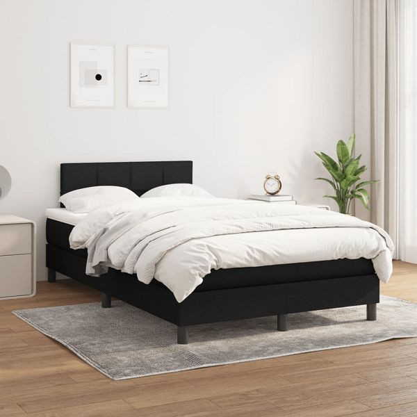 vidaXL Boxspringbett mit Matratze Schwarz 120x200 cm Stoff, 3140043