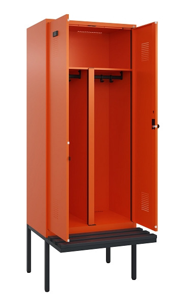 C+P PSA Doppel-Spind Evolo PLUS, Bank, 2 Abteile, 2120x800x815mm, 2004/2004, Drehriegel, Material Sitzfläche Kunststoff, 0490427-22P S10077