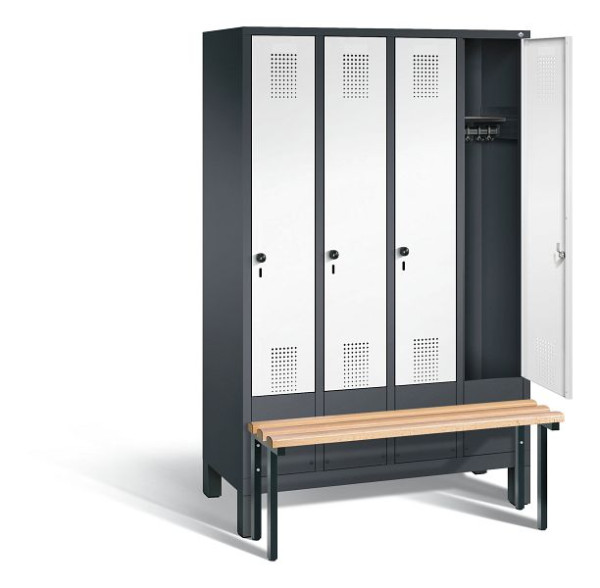 C+P Garderobenschrank Evolo, H1850xB1190xT815mm, Farbe: Schwarzgrau / Verkehrsweiß, 48030-40 S10228