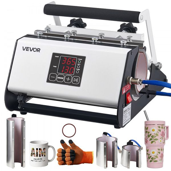 VEVOR Tassenpresse 1183ml Weiß inkl. Klebeband & Handschuhen, einfache Temp.- & Zeiteinstellung für Sublimationsdruck, SDKKBJ30OZ40D9W7M001V2