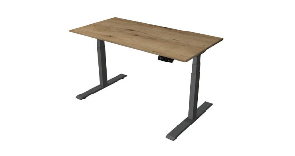 Kerkmann Sitz-/Stehtisch Home office B 1400 x T 700 mm, elektrisch höhenverstellbar von 630-1270 mm, Eiche/anthrazit, (Montage), 10179755-1