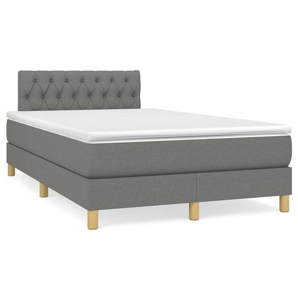 vidaXL Boxspringbett mit Matratze & LED Dunkelgrau 120x190 cm Stoff, 3270110