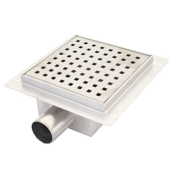 Mendler Duschablauf HWC-D95c, Bodenablauf Abflussrinne Bad, Edelstahl Siphon, 20x20cm, 64806