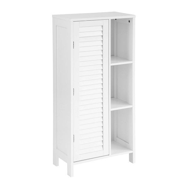 SoBuy Badezimmerschrank mit einer Tür Weiß 48x24x96 cm, Rustikal, BZR39-W